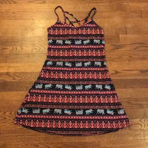 Cute elephant print cross back casual dress